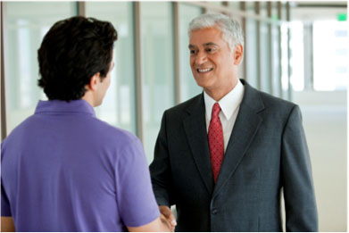 Wells Fargo relationship manager meets with a business owner